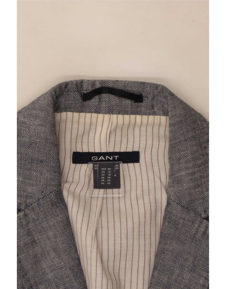 Gant Damen-Blazerjacke mit 2 Knöpfen, Gr. 16, großes graues Leinen