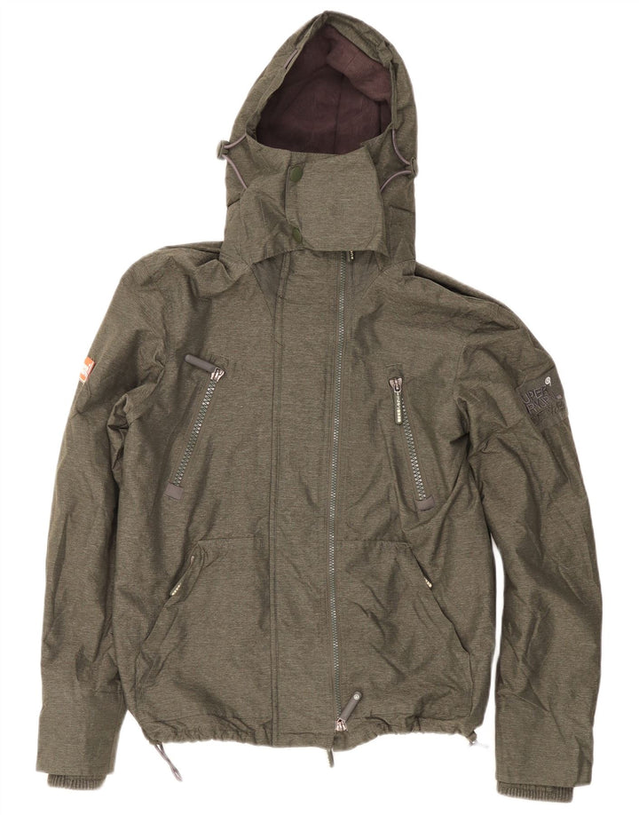 Superdry Herren-Windbreakerjacke mit Kapuze, UK 38, Medium Khaki, Nylon