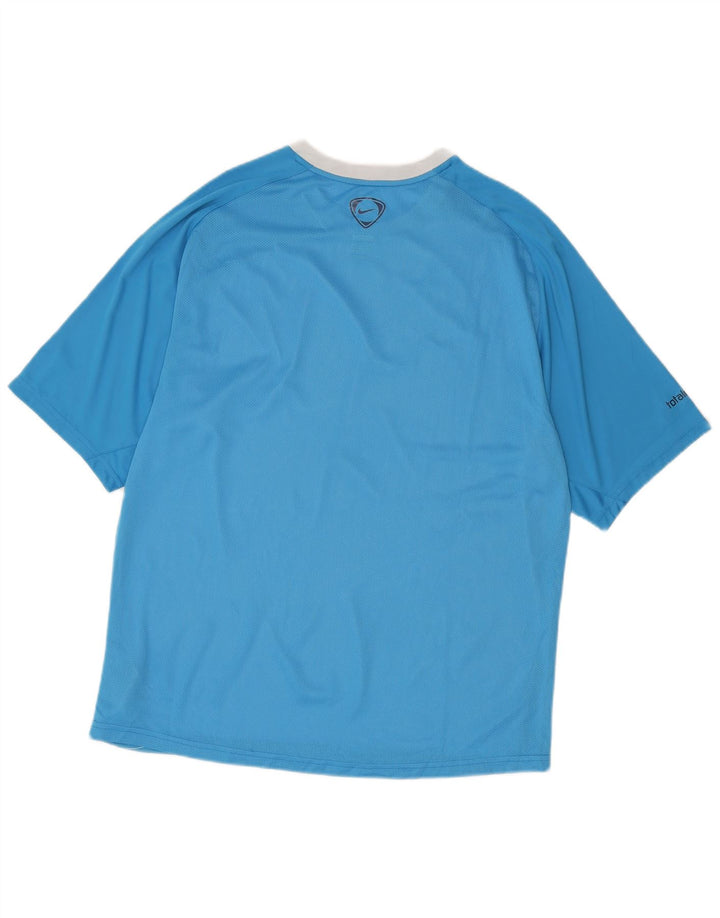 Nike Herren T-Shirt Top UK 42/44 Großes blaues geometrisches Polyester