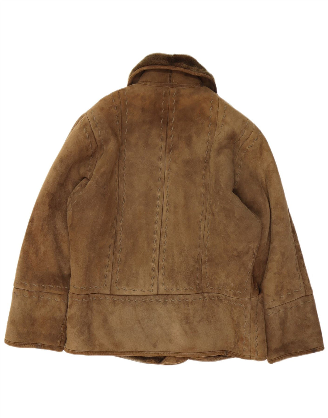 Vintage Damen Shearling Jacke IT 42 Medium Khaki