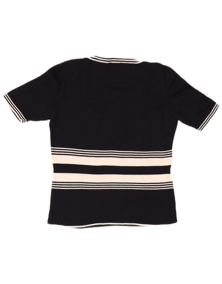 LUISA SPAGNOLI Damen Pullover mit grafischem U-Boot-Ausschnitt, Gr. 14, Schwarz