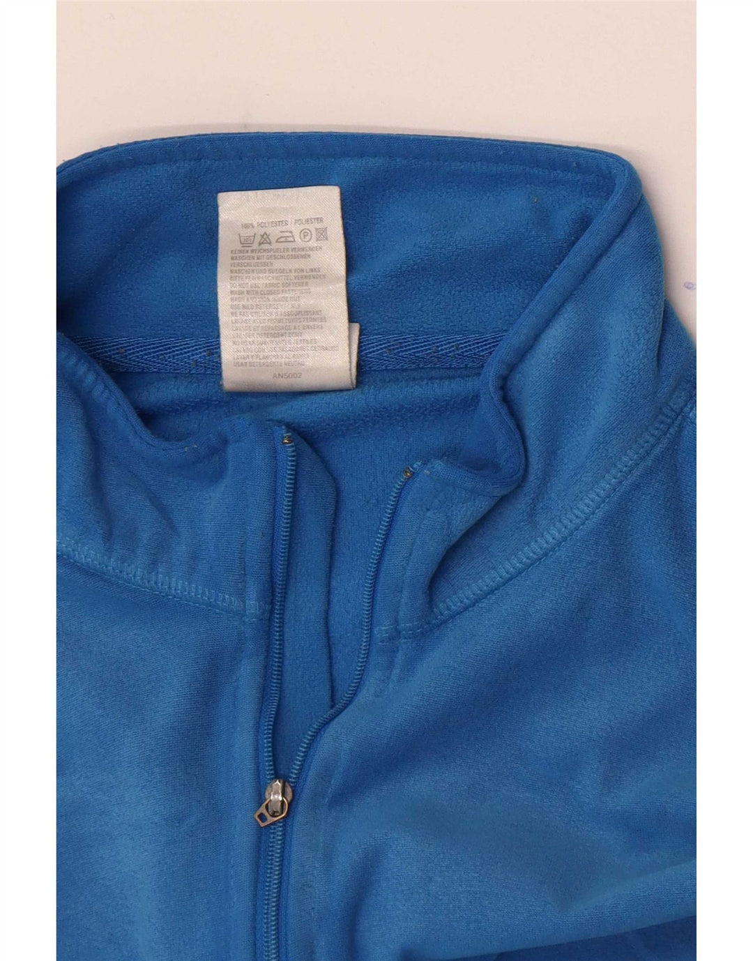 Adidas Damen Loose Fit Zip Neck Top Langarm Mittelblaues Polyester