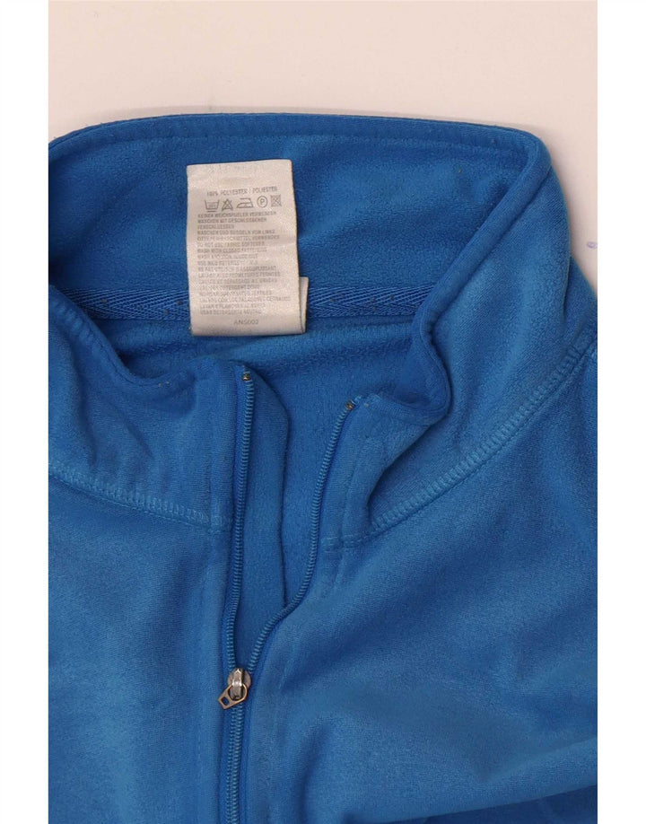 Adidas Damen Loose Fit Zip Neck Top Langarm Mittelblaues Polyester