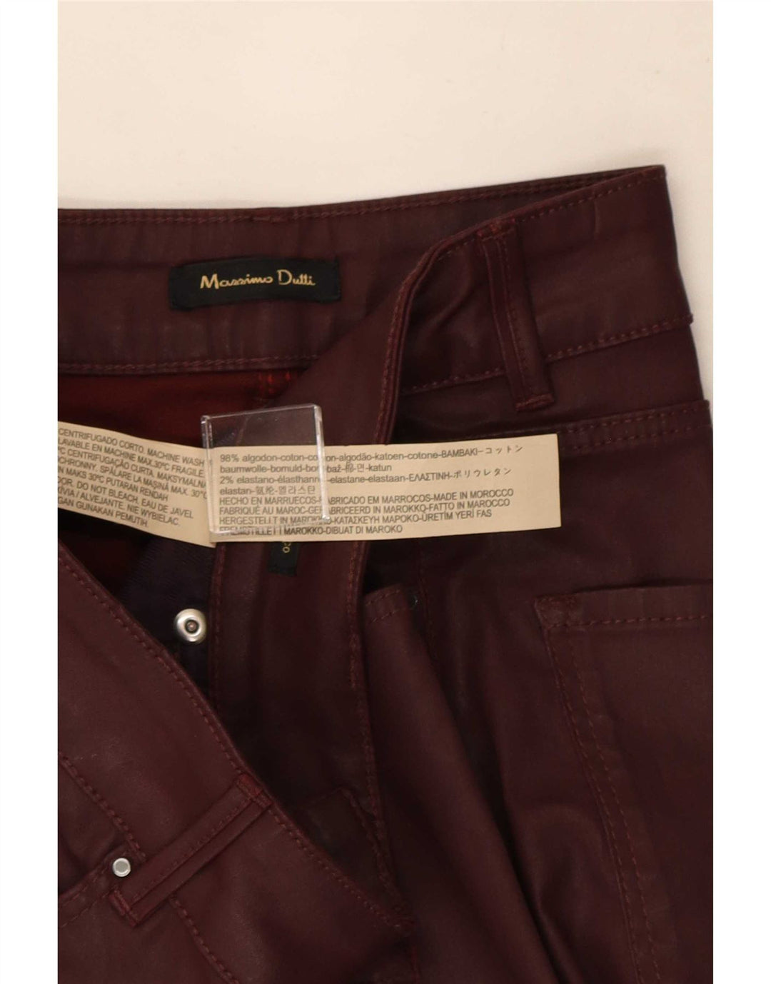 Massimo Dutti Damen Bleistiftrock W28 Medium Burgund Baumwolle