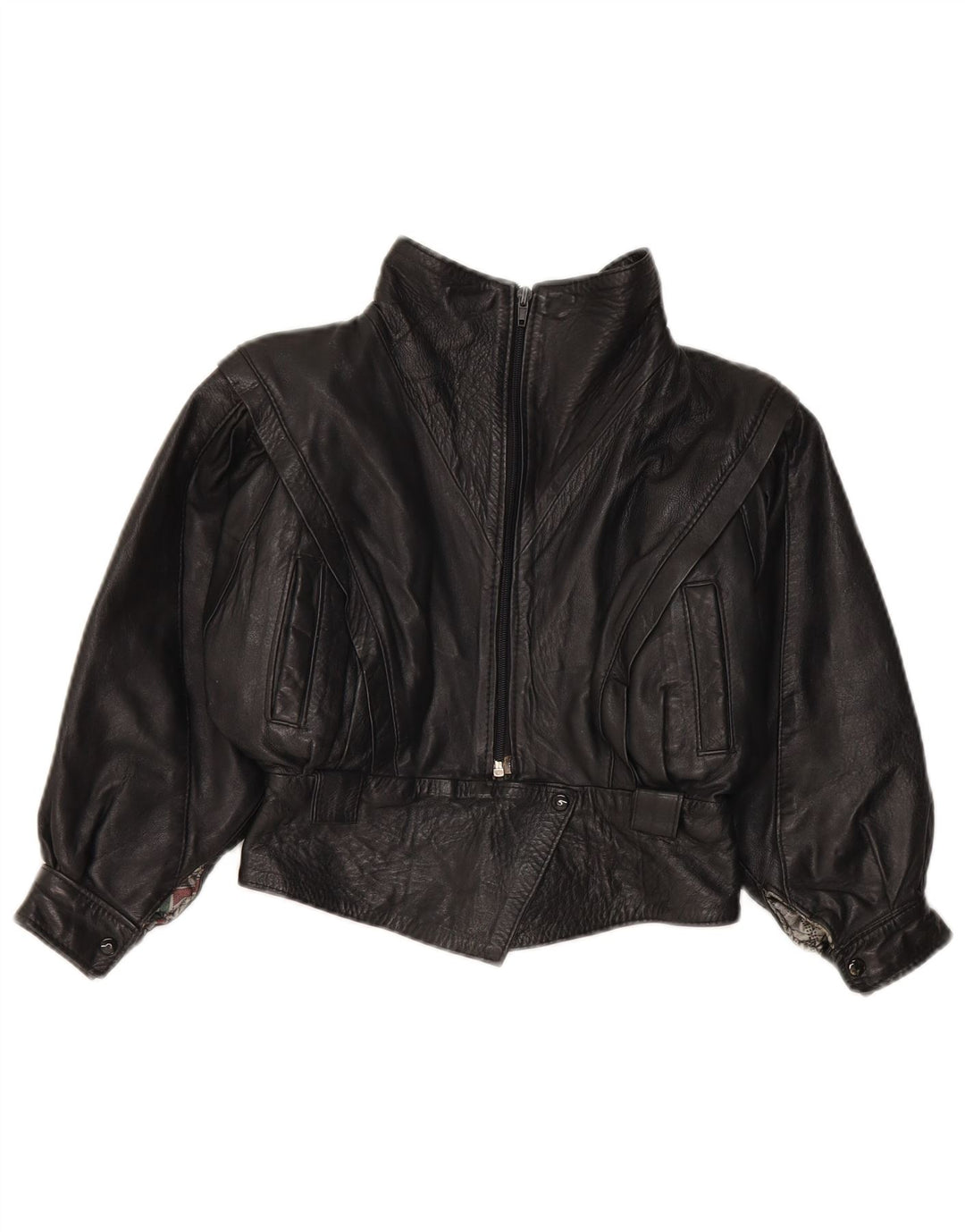Vintage Mädchen Lederjacke 7-8 Jahre Mittelschwarzes Leder