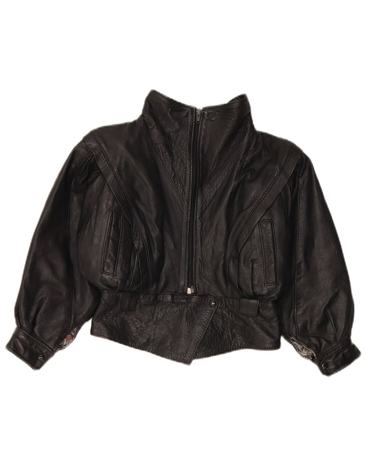 Vintage Mädchen Lederjacke 7-8 Jahre Mittelschwarzes Leder