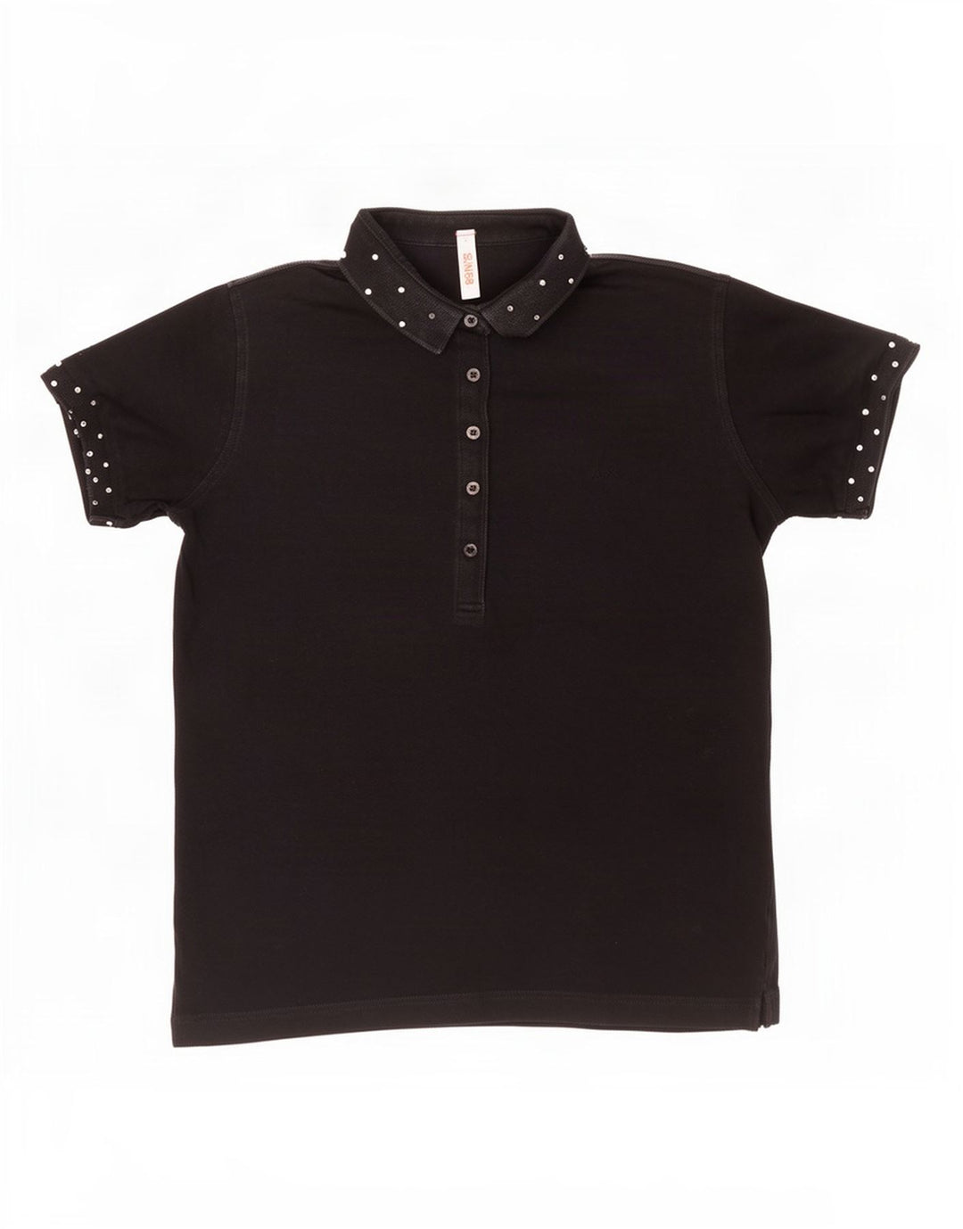 Sun68 Damen Poloshirt UK 14 Large Schwarz Baumwolle