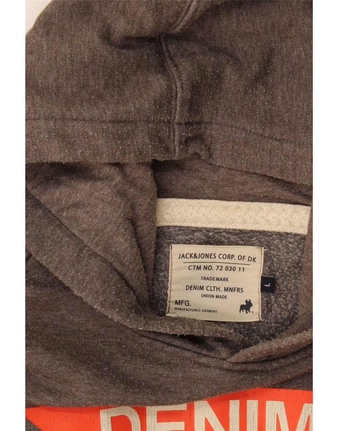 Jack & Jones Herren-Kapuzenpullover mit Grafik, Größe L, Grau