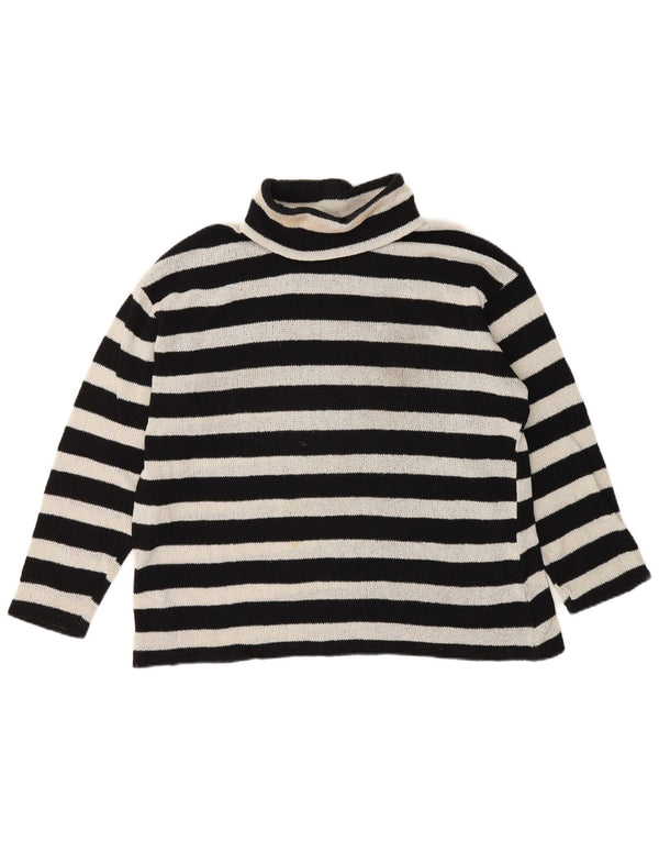 Zara Damen-Pullover mit Rollkragen, übergroß, Gr. 10, Größe S, Schwarz, gestreift