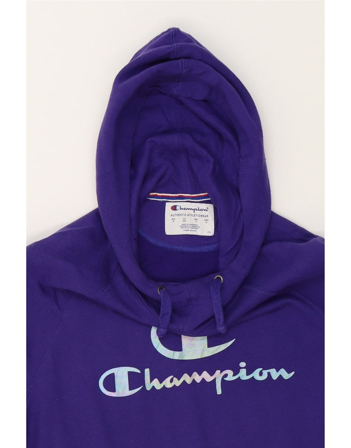 CHAMPION Womens Graphic Hoodie Jumper UK 14 Medium Purple Polyester Vintage Champion and Second-Hand Champion from Messina Hembry 