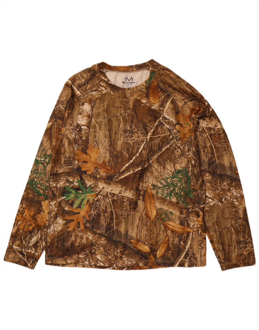 REALTREE Herren-Oberteil, langärmelig, UK 42/44, groß, braunes Camouflage-Polyester