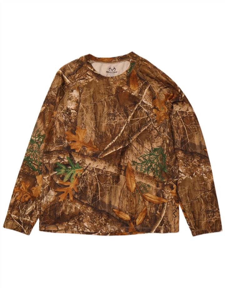 REALTREE Herren-Oberteil, langärmelig, UK 42/44, groß, braunes Camouflage-Polyester