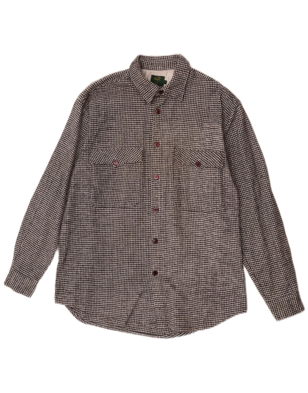 Vintage Herren Flanellhemd Große schwarze Hahnentritt-Baumwolle