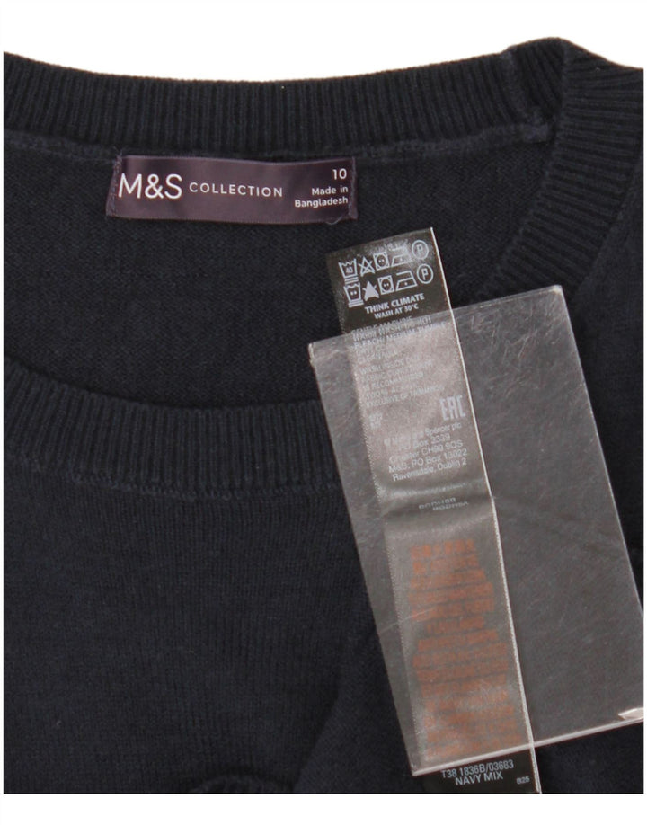 Marks & Spencer Damen-Pullover mit Rundhalsausschnitt, Gr. 10, Marineblau
