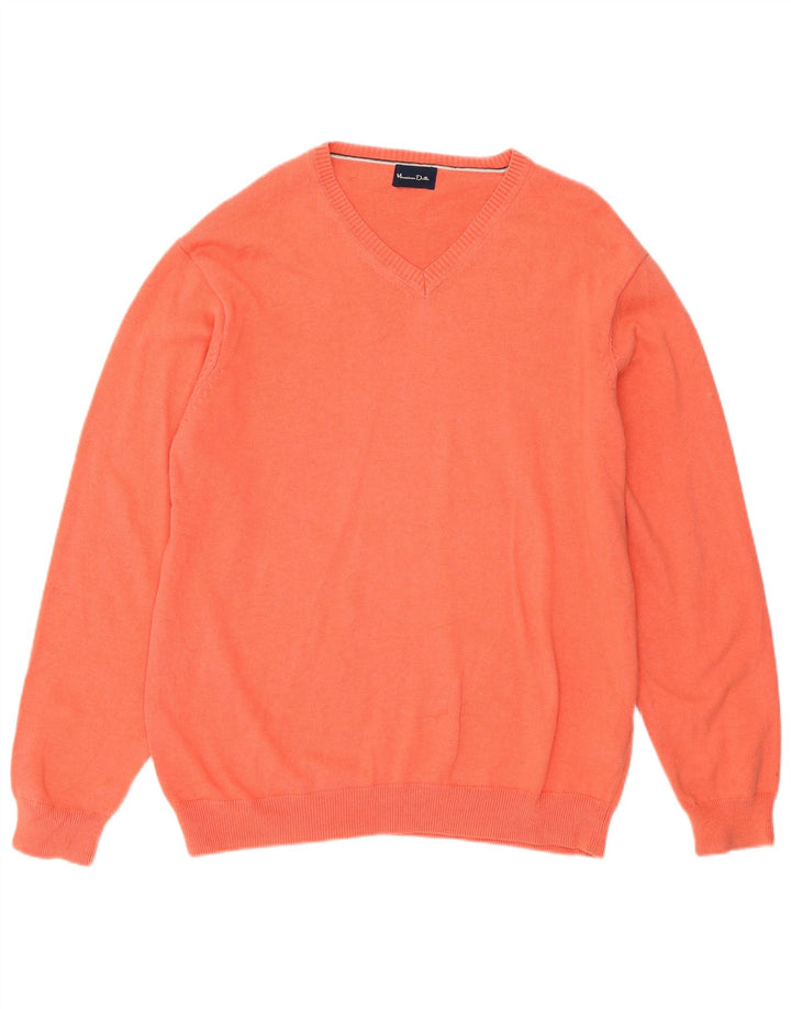 MASSIMO DUTTI Herren-Pullover mit V-Ausschnitt, groß, rosa Baumwolle