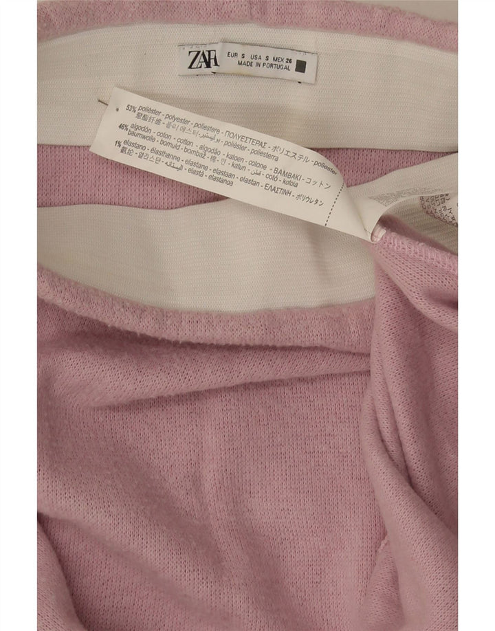 Zara Damen-Strick-A-Linien-Rock, Größe S, W26, Rosa, Polyester