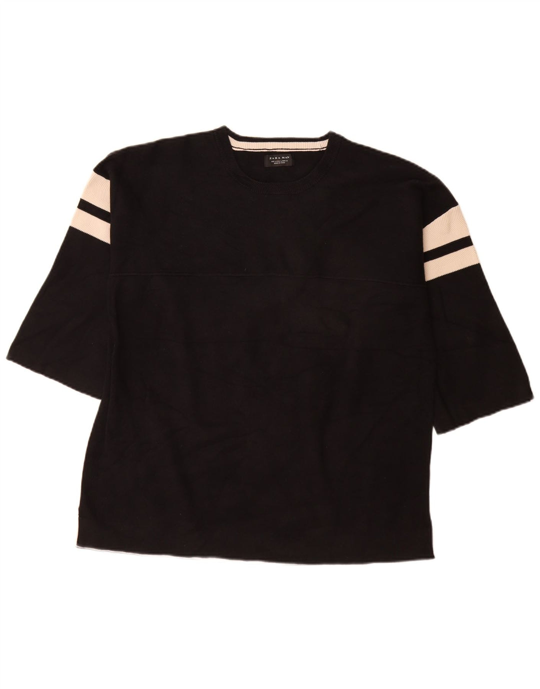 Zara Herren-Top, 3/4-Ärmel, groß, schwarz gestreift