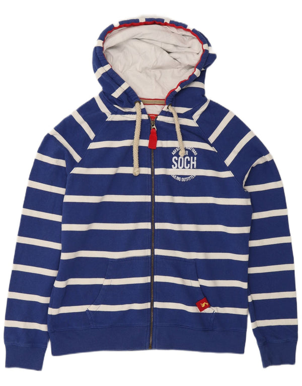 Joules Womens Graphic Regular Fit Kapuzenpullover UK 16 Large Blau gestreift