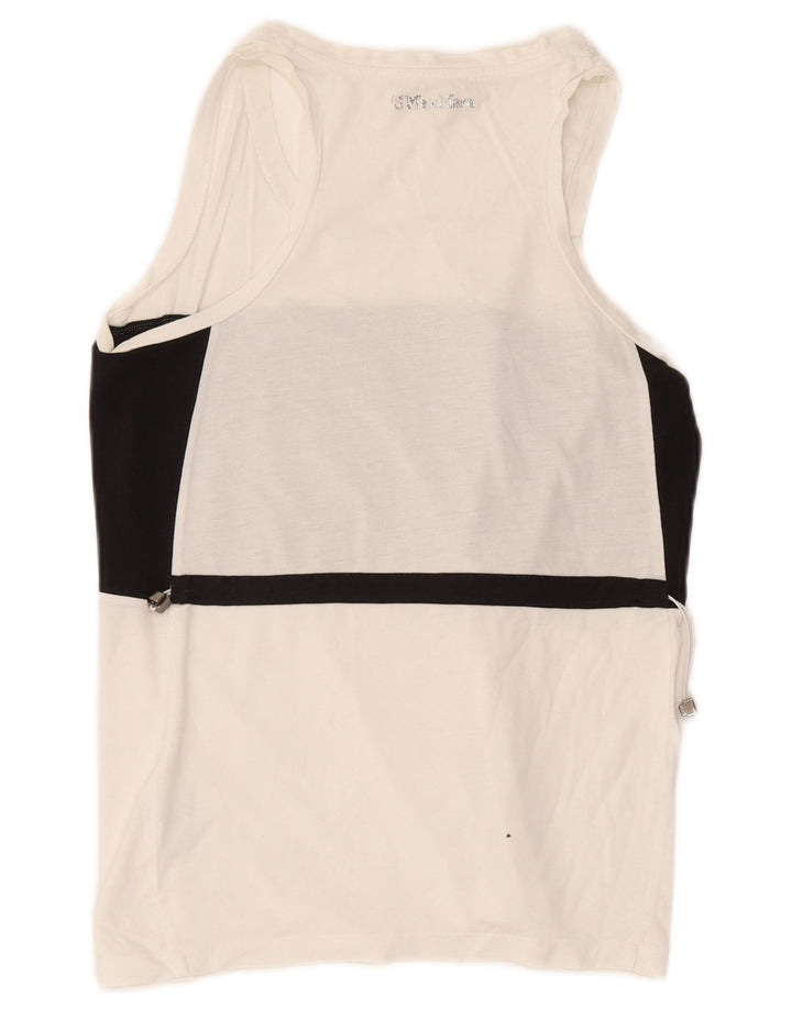 Max Mara Damen-Trägershirt UK 12 Mittelweiß Farbblock