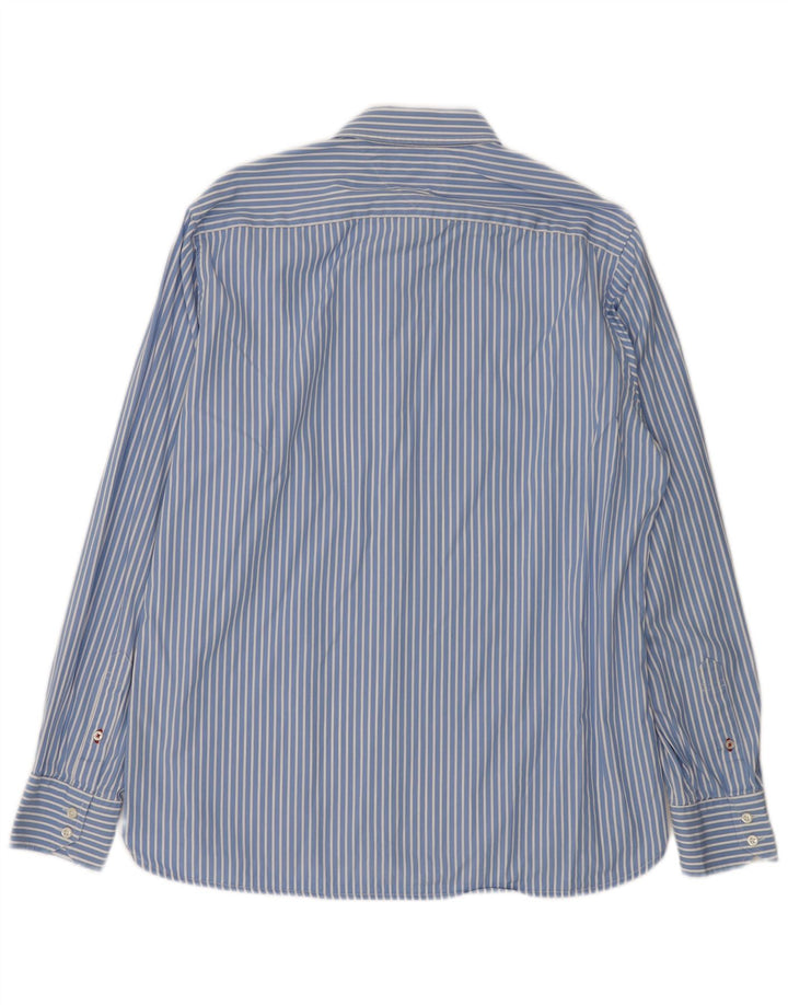 Tommy Hilfiger Herrenhemd, groß, blaue Nadelstreifen-Baumwolle