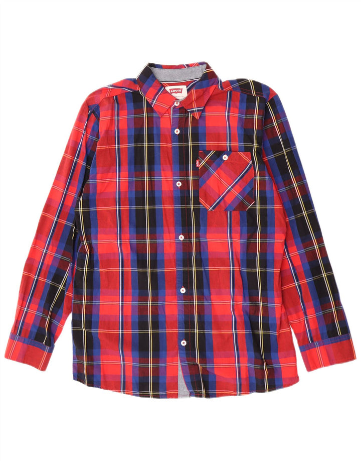 Levi's Jungen-Hemd, 13–14 Jahre, XL, rot kariert, Baumwolle