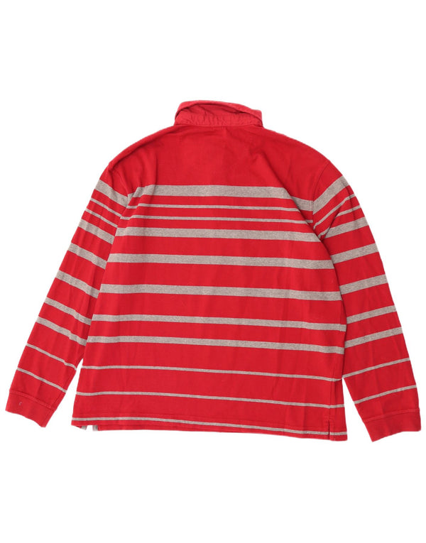 Hajo Herren Langarm-Poloshirt IT 56 2XL rot gestreift aus Baumwolle