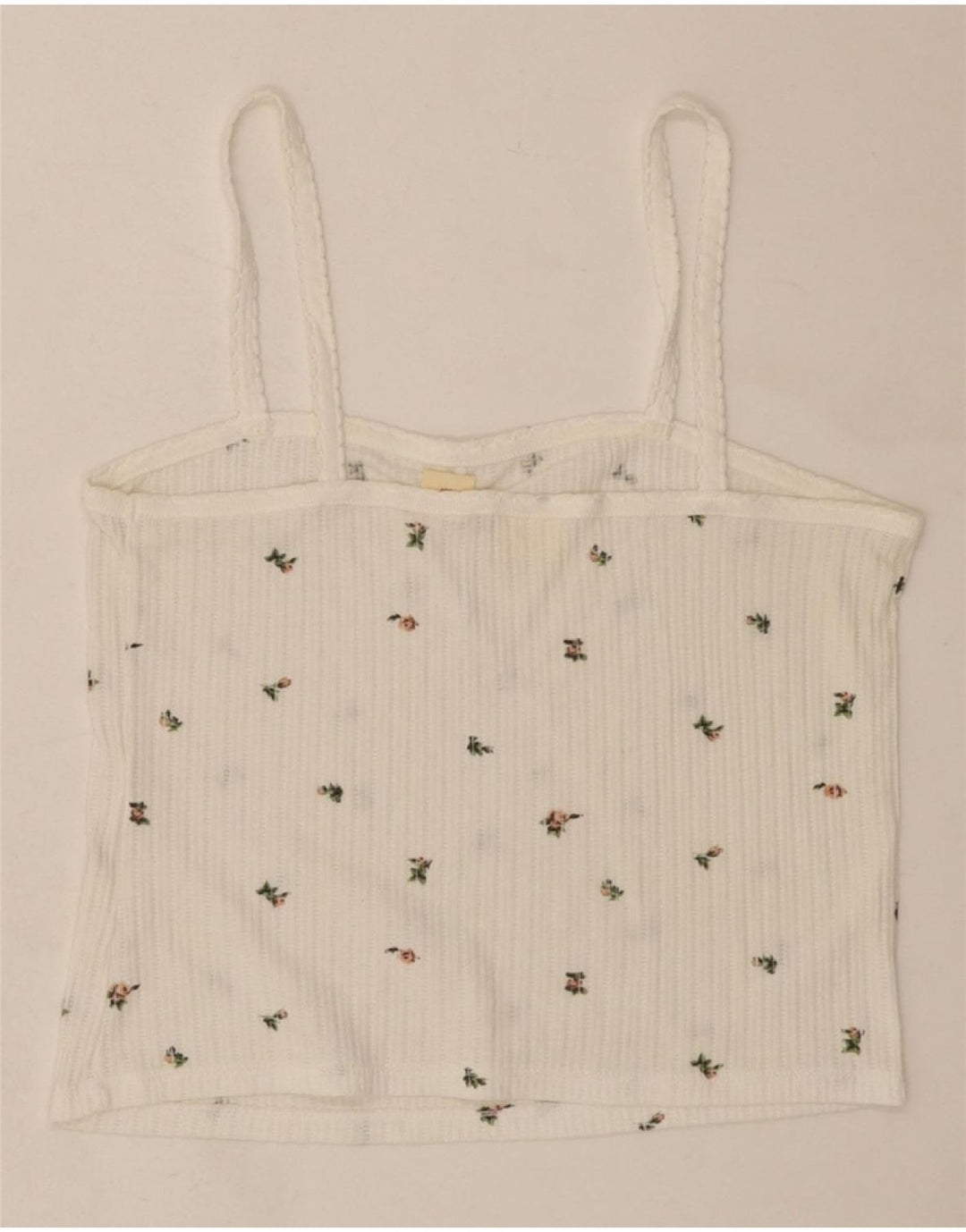 LEVI'S Womens Crop Cami Top UK 14 Large White Floral Vintage Levi's and Second-Hand Levi's from Messina Hembry 