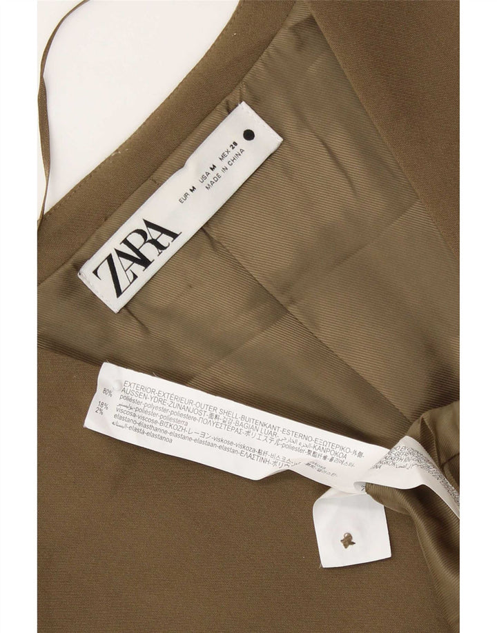 Zara Damen Crop Weste UK 12 Medium Khaki Polyester
