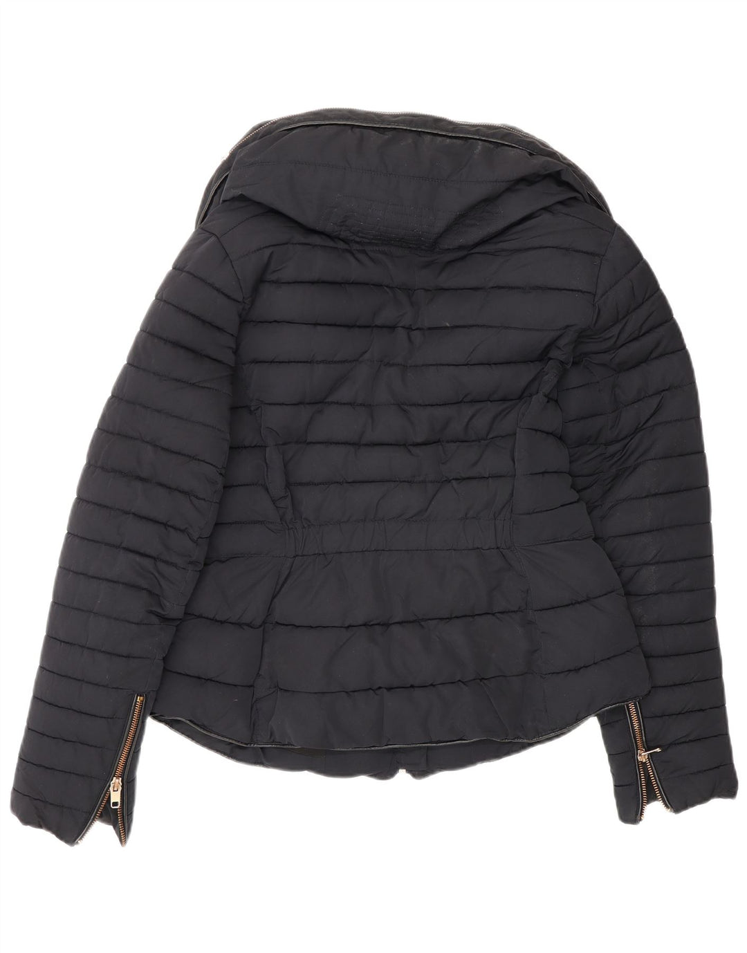 Zara Damen Wattierte Jacke UK 12 Medium Marineblau Polyester