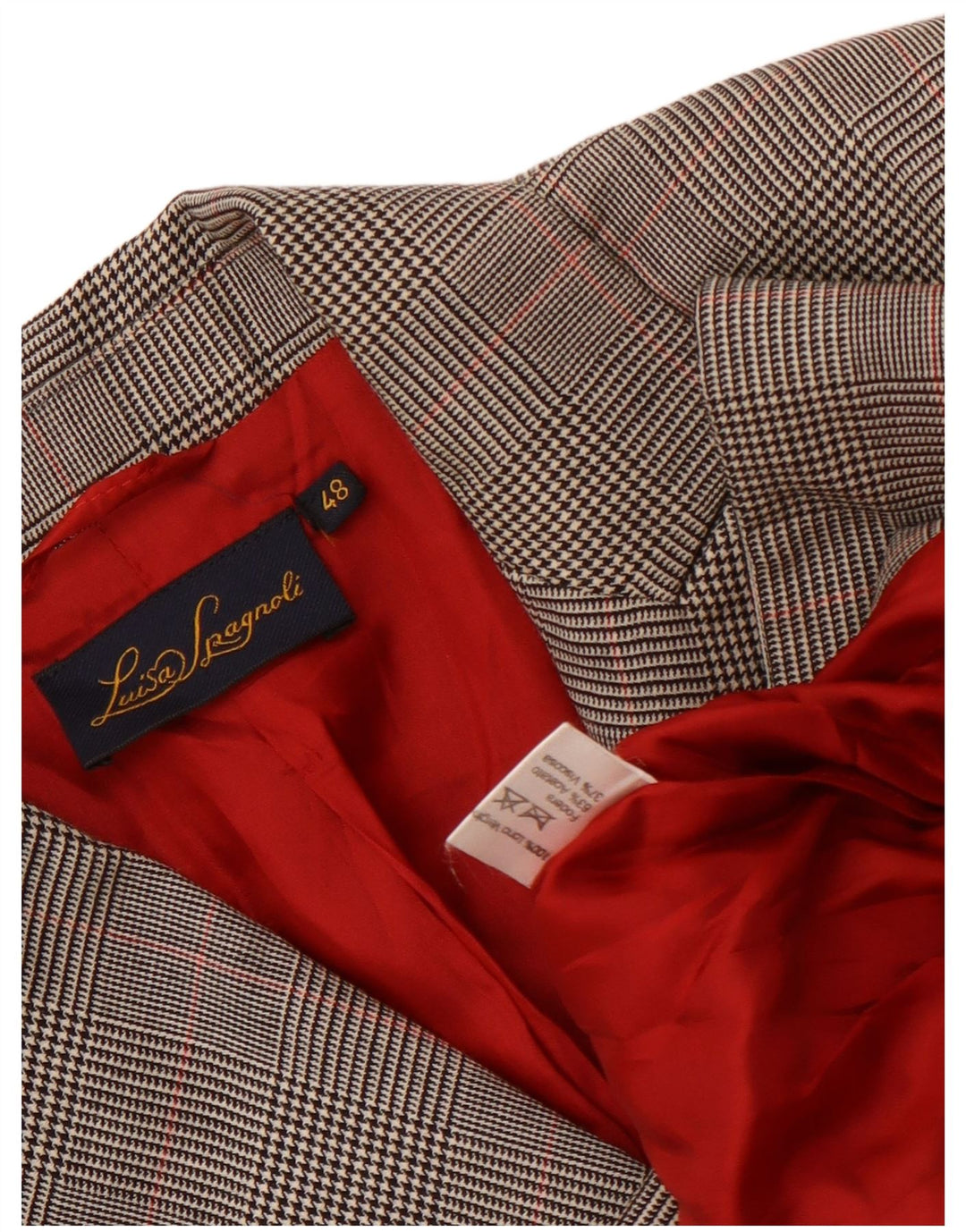 Luisa Spagnoli Damen 3-Knopf-Blazerjacke IT 48 XL Graue Hahnentrittwolle