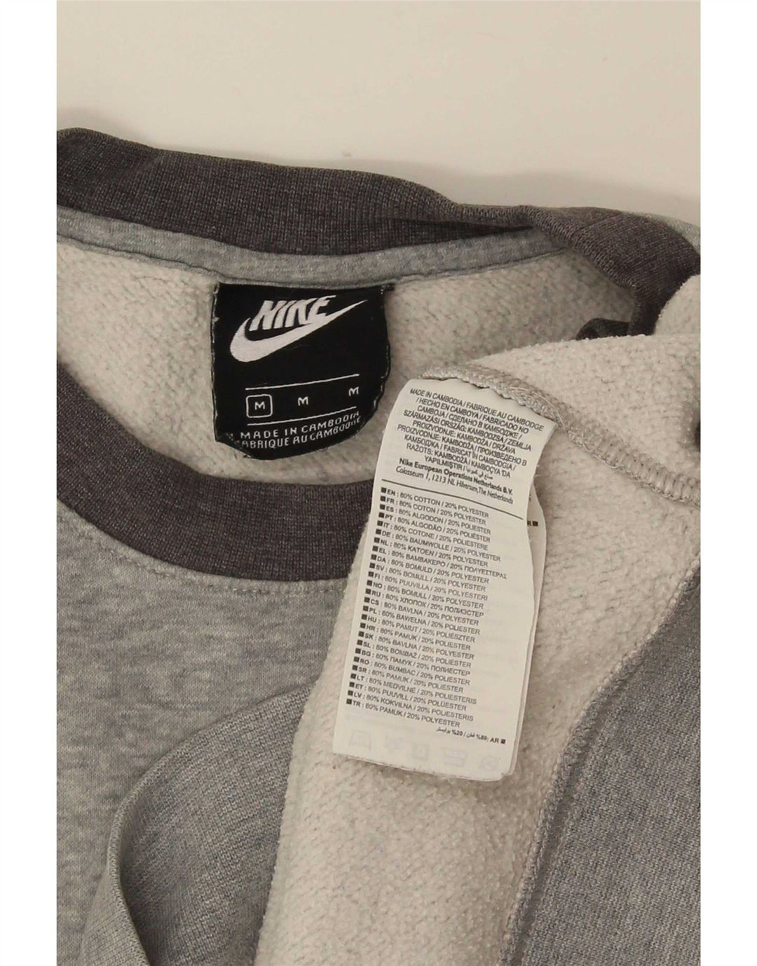 Nike Herren-Sweatshirt-Pullover aus mittelgrau gefleckter Baumwolle