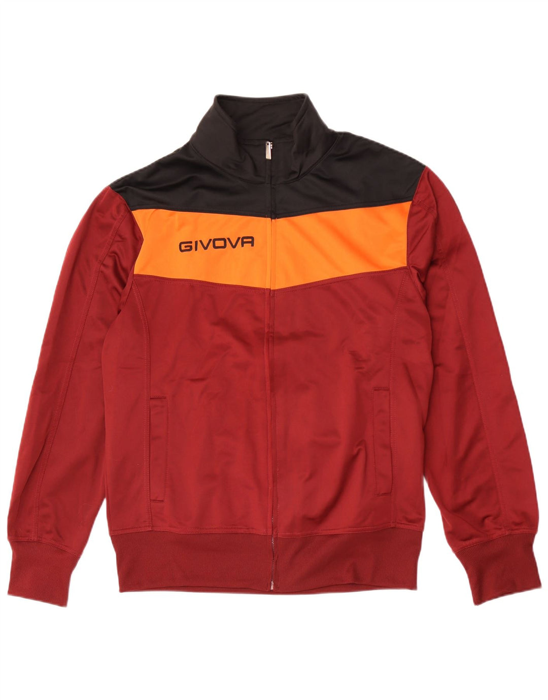 Givova Grafischer Herren-Trainingsanzug, Oberteil, Jacke, XL, Burgunderrot, Farbblock-Polyester