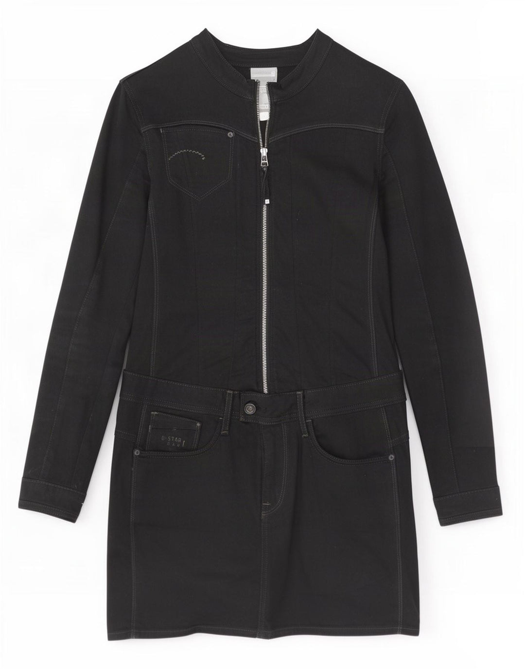 G-Star Damen Langarm-Basic-Kleid UK 12 Mittelschwarze Baumwolle