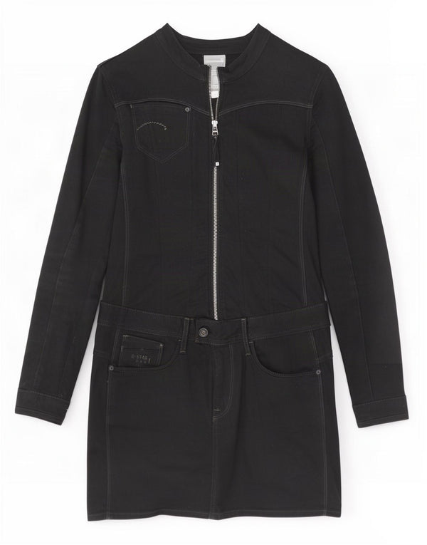 G-Star Damen Langarm-Basic-Kleid UK 12 Mittelschwarze Baumwolle