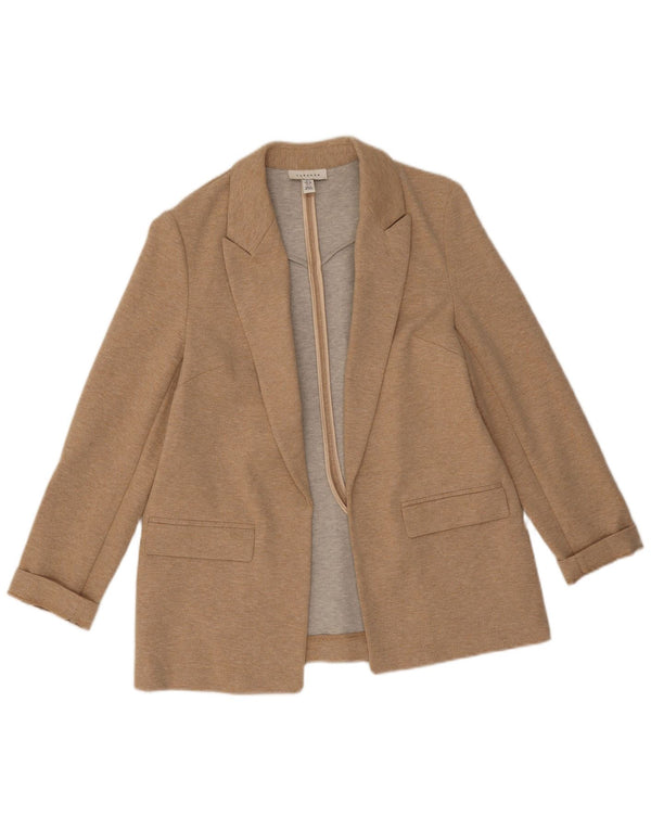 Topshop Womens Open Blazer Jacke UK 10 Small Beige Polyester