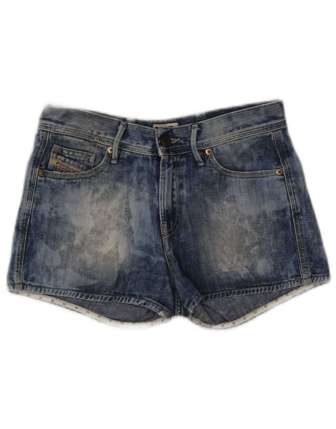 DIESEL Damen-Jeansshorts in Acid-Waschung, W25, XS, blaue Baumwolle
