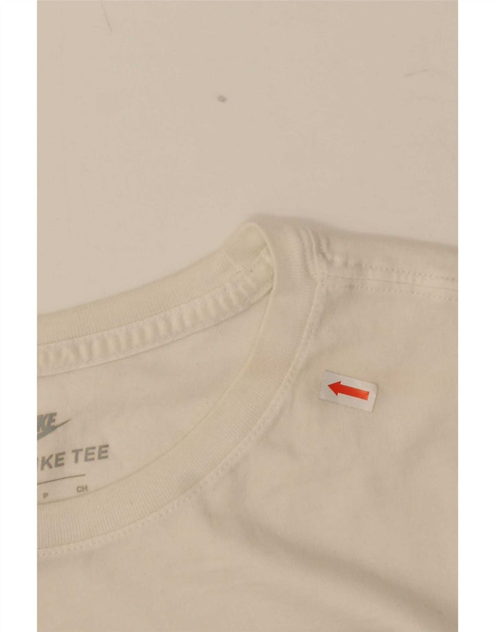Nike Herren-T-Shirt mit sportlichem Schnitt und Grafik, Größe S, aus weißer Baumwolle