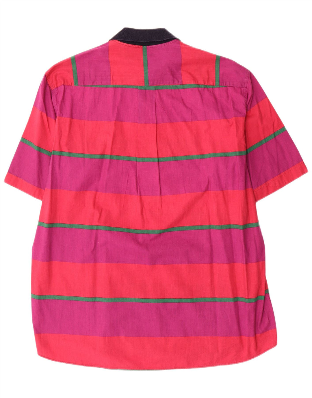 ICEBERG Herren Kurzarm-Pullover-Hemd, groß, lila, gestreift, Baumwolle