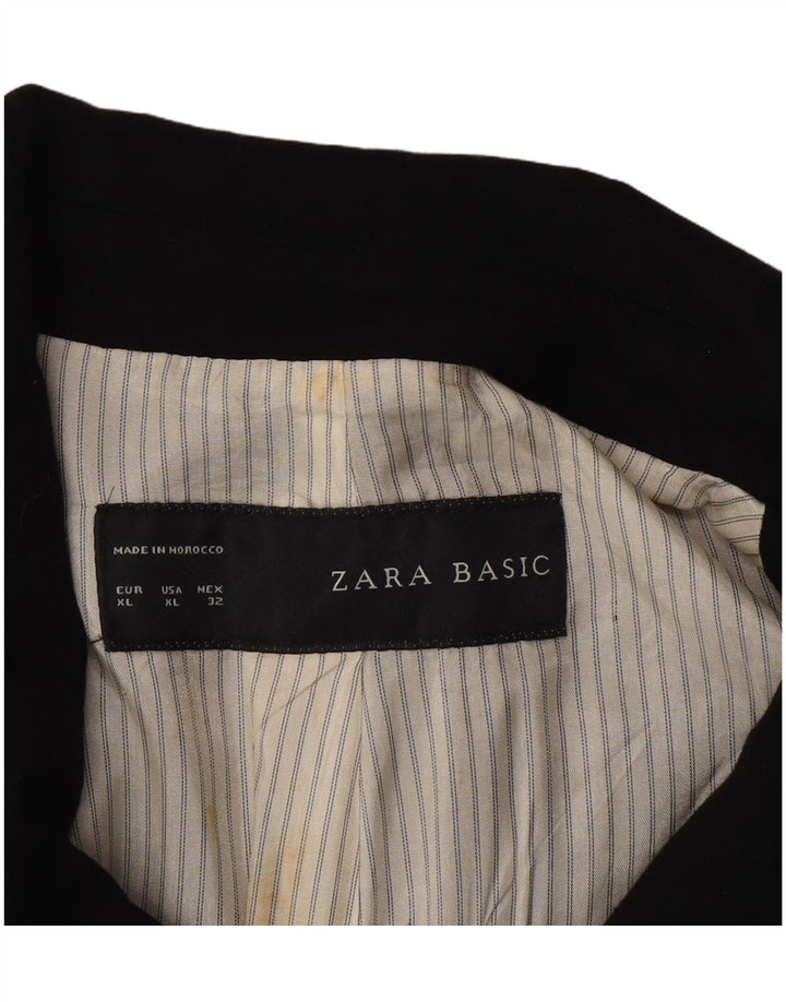 Zara Damen 1-Knopf-Blazerjacke UK 18 XL Schwarz