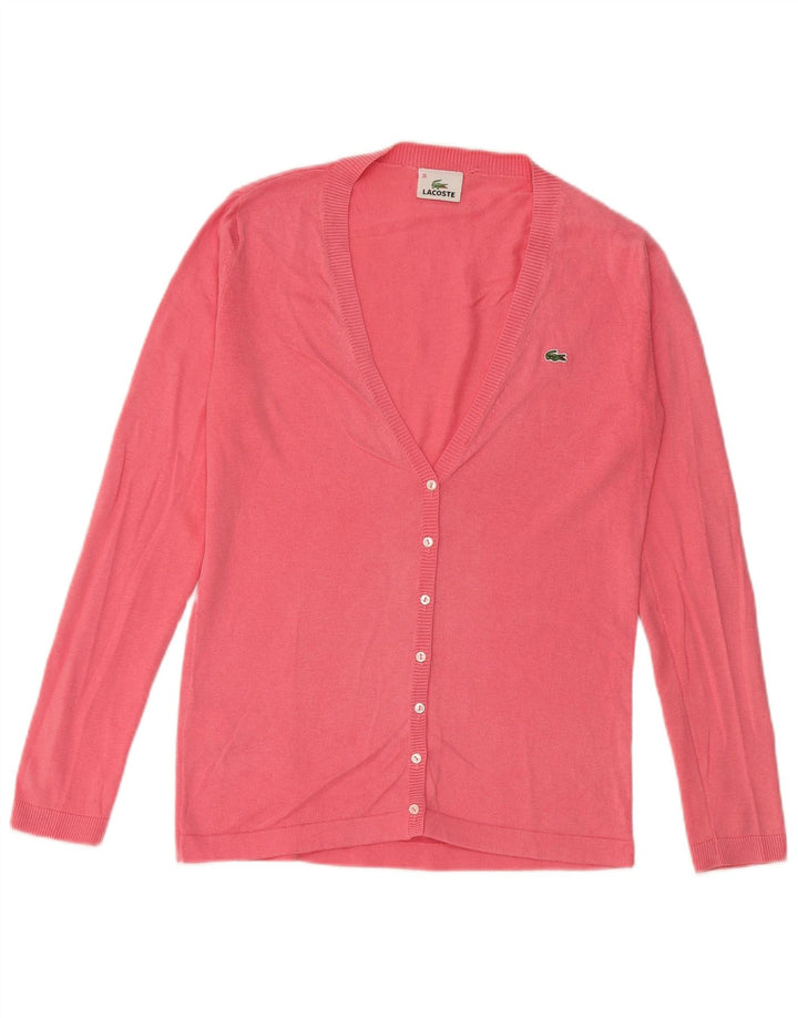 Lacoste Damen-Cardigan-Pullover EU 36 Kleine rosa Baumwolle