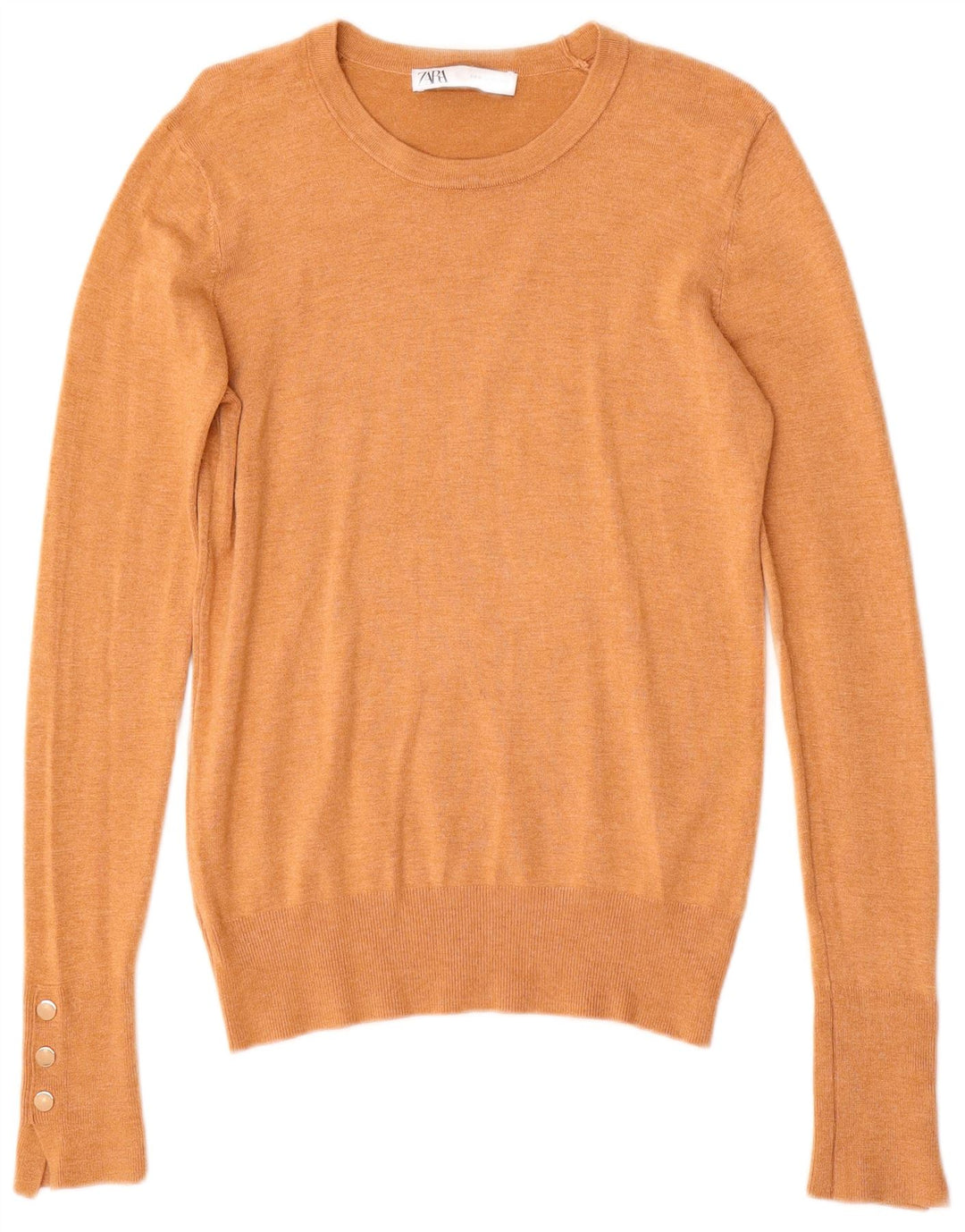Zara Damen-Pullover mit U-Boot-Ausschnitt, Gr. 12, Mittelbeige