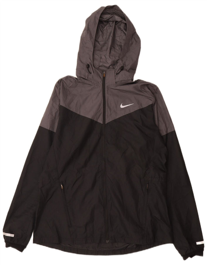 Nike Herren-Regenjacke mit Kapuze, UK 40, Größe L, Schwarz, Colourblock-Polyester