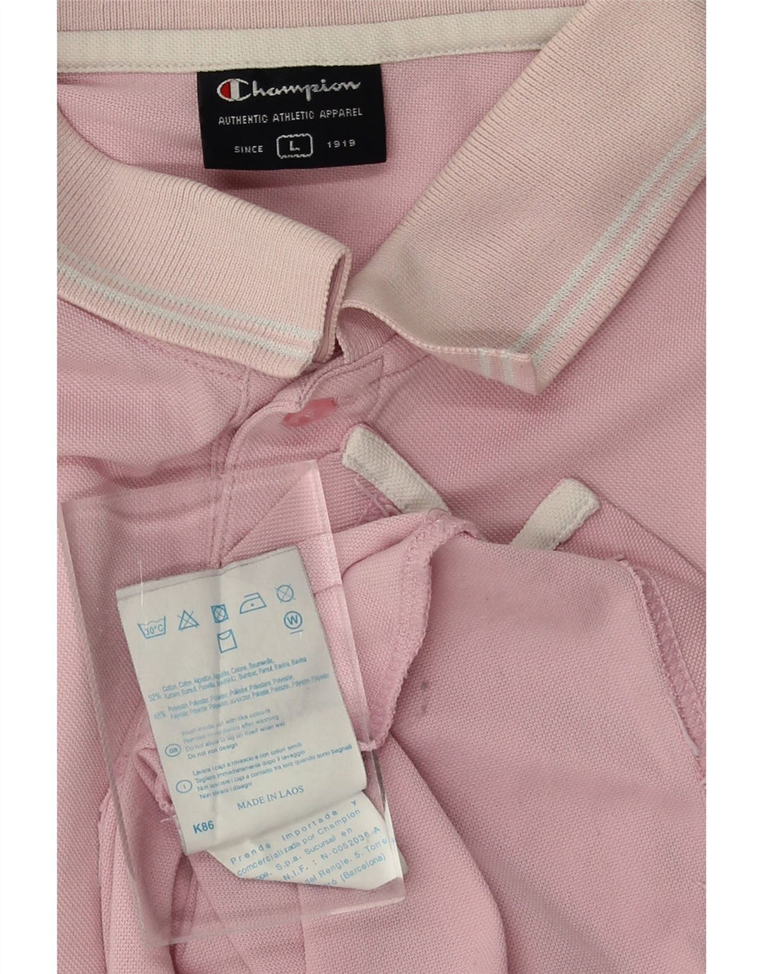 CHAMPION Mens Polo Shirt Large Pink Cotton Vintage Champion and Second-Hand Champion from Messina Hembry 