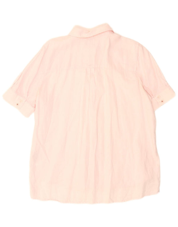 Tommy Hilfiger Damen Kurzarm-Oversize-Hemd UK 12 Mittelrosa Leinen