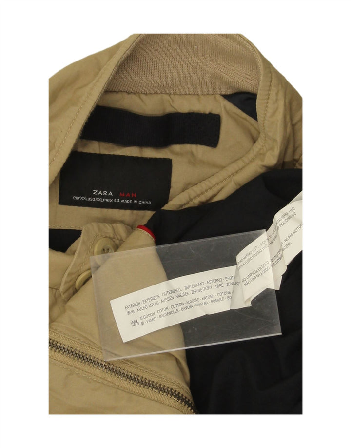 ZARA Mens Bomber Jacket UK 44 2XL Beige Cotton Vintage Zara and Second-Hand Zara from Messina Hembry 