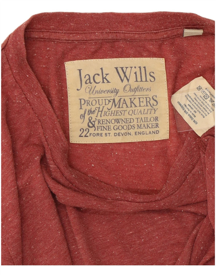 Jack Wills Herren-T-Shirt-Oberteil aus mittelrot gesprenkelter Baumwolle