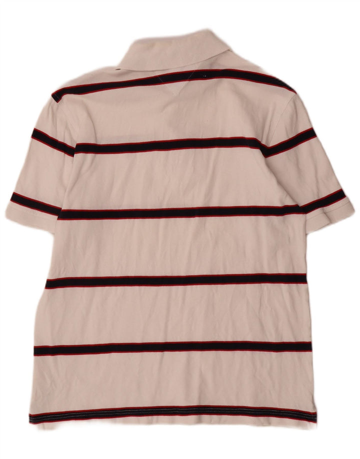 Tommy Hilfiger Herren-Poloshirt aus mittelweißer, gestreifter Baumwolle