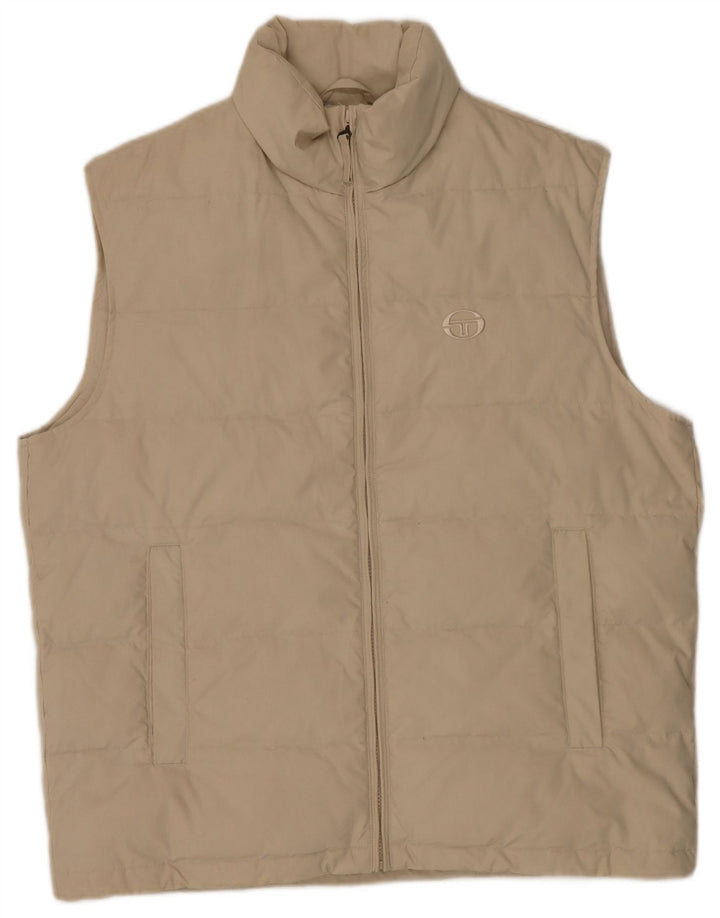 Sergio Tacchini Herren Wattierte Weste UK 42 XL Beige Polyester