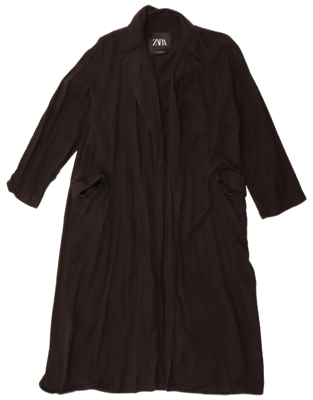 Zara Damen Übergroßer Trenchcoat UK 10 Small Schwarz Lyocell