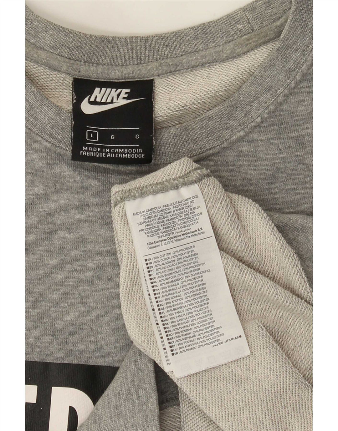 Nike Herren-Sweatshirt mit Grafik, groß, grau gefleckte Baumwolle
